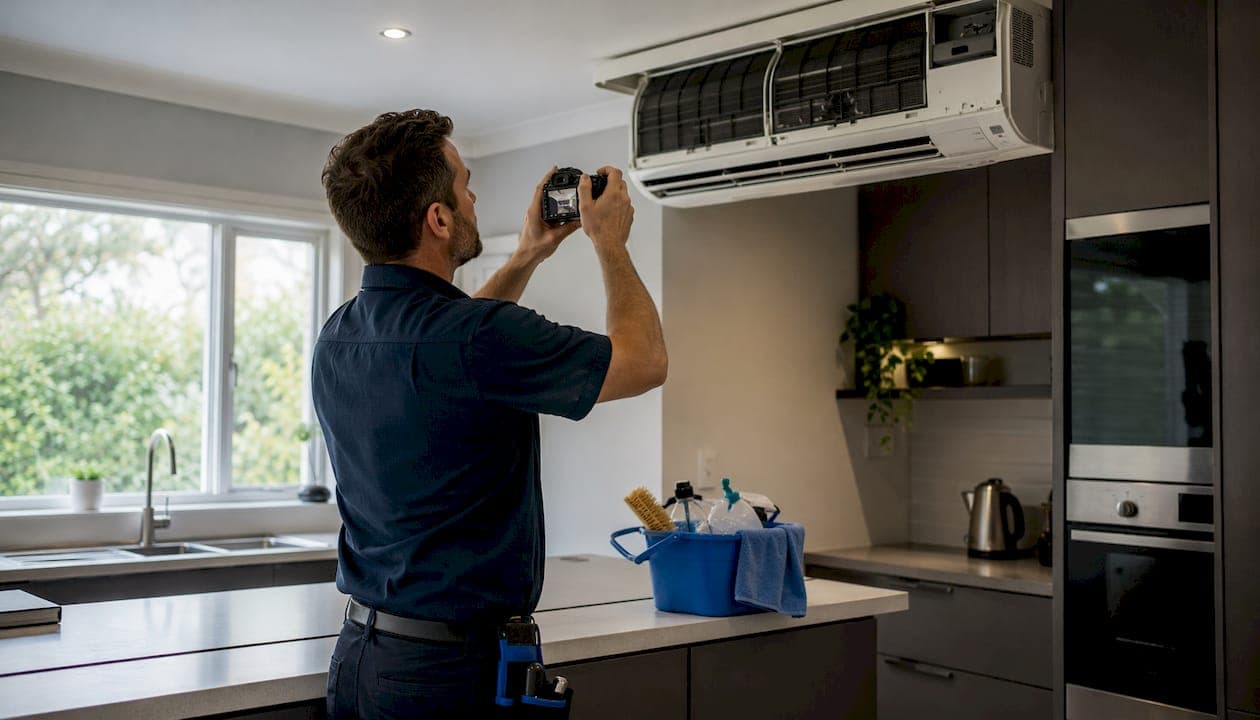 Before and after photos for air-con cleaners